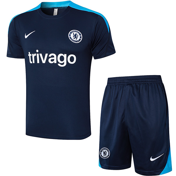 Chelsea training jersey men's navy uniform soccer kit sportswear football suit tops sports shirt 2024-2025